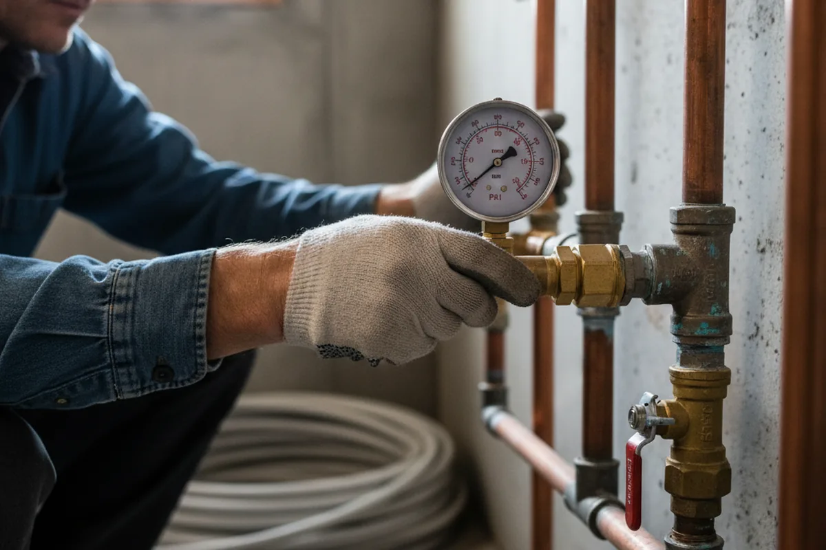 Pressure testing a repaired line during Water Line Repair in Bodega